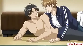 Hentai gay coupling having a tongue sex